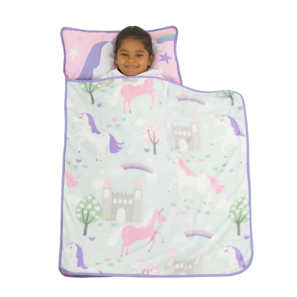 Lavender Pink White Everything Kids Pink & Aqua Mermaid Toddler Nap Mat with Pillow & Blanket Aqua 